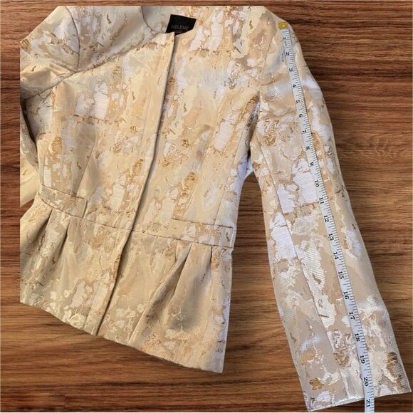 NWOT Helene London Women's SMALL Peplum Gold Metallic Shimmer Blazer Full Zip - Picture 7 of 11